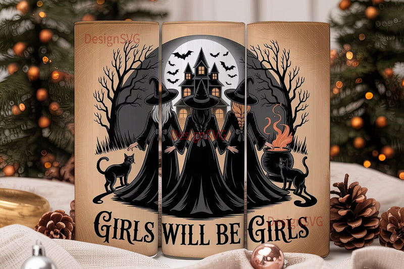 Witchy Girls Halloween 20oz Tumbler Wrap Sublimation DesignSVG 
