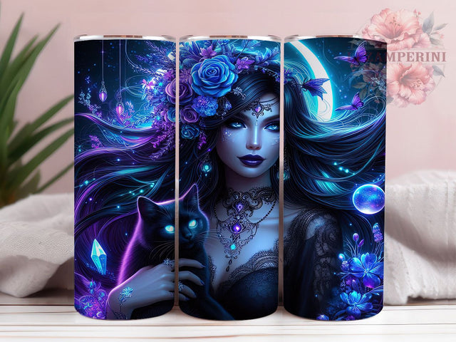 Witchy Gothic Mystical Tumbler Wrap, Gothic Witch Cup, Mystical Cat Design, Crystal Magic Mug, Witchcraft Sublimation, Dark Aesthetic Tumbler, Occult Witch Gift Sublimation Li Zamperini 