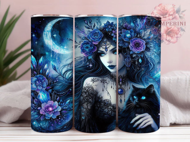 Witchy Gothic Mystical Tumbler Wrap, Gothic Witch Cup, Mystical Cat Design, Crystal Magic Mug, Witchcraft Sublimation, Dark Aesthetic Tumbler, Occult Witch Gift Sublimation Li Zamperini 