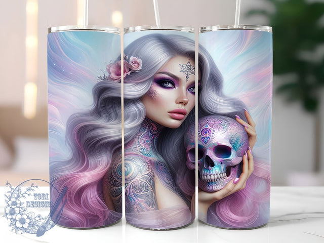 Witchy Gothic Skull Tumbler Wrap, Celestial Gothic Wrap, 20oz Tumbler Sublimation, Dark Moon Magic Design, Badass Occult Sublimation, Edgy Witch Art Tumbler, Cosmic Skull Wrap Sublimation ToriDesigns 