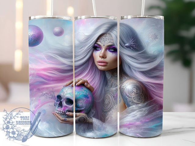Witchy Gothic Skull Tumbler Wrap, Celestial Gothic Wrap, 20oz Tumbler Sublimation, Dark Moon Magic Design, Badass Occult Sublimation, Edgy Witch Art Tumbler, Cosmic Skull Wrap Sublimation ToriDesigns 