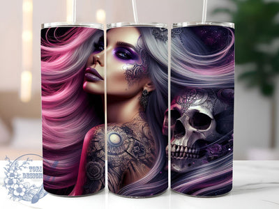 Witchy Gothic Skull Tumbler Wrap, Celestial Gothic Wrap, 20oz Tumbler Sublimation, Dark Moon Magic Design, Badass Occult Sublimation, Edgy Witch Art Tumbler, Cosmic Skull Wrap Sublimation ToriDesigns 
