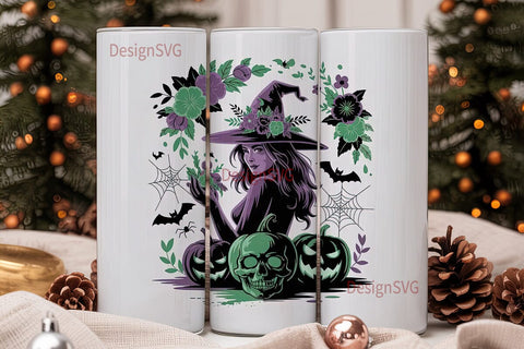 Witchy Halloween 20oz Tumbler Wrap Sublimation DesignSVG 