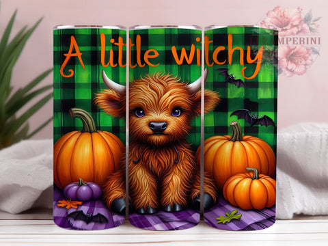 Witchy Halloween Highland Cow 20oz Tumbler Wrap PNG, Highland Cow Tumbler PNG Sublimation Design, Straight & Tapered Tumbler Wrap, Instant Digital Download Sublimation Li Zamperini 