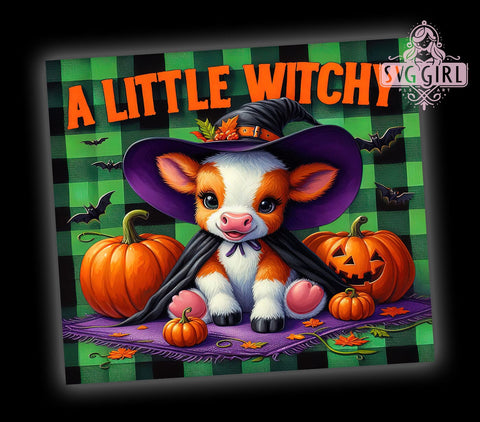 Witchy Halloween Highland Cow 20oz Tumbler Wrap Sublimation Design, Straight Tapered Tumbler Wrap, Highland Cow Tumbler Png, Instant Digital Download Sublimation SvggirlplusArt 