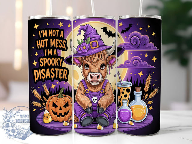 Witchy Halloween Highland Cow Tumbler, Witch Highland Cow, Highland Cow Tumbler, 20oz Tumbler Wrap, Skinny Tumbler Png, Sublimation Design, Instant Download Sublimation ToriDesigns 