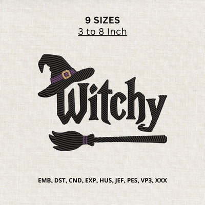 Witchy Halloween Machine Embroidery Design – Witch Hat & Broom Embroidery File Embroidery/Applique DESIGNS PatternFeed8 