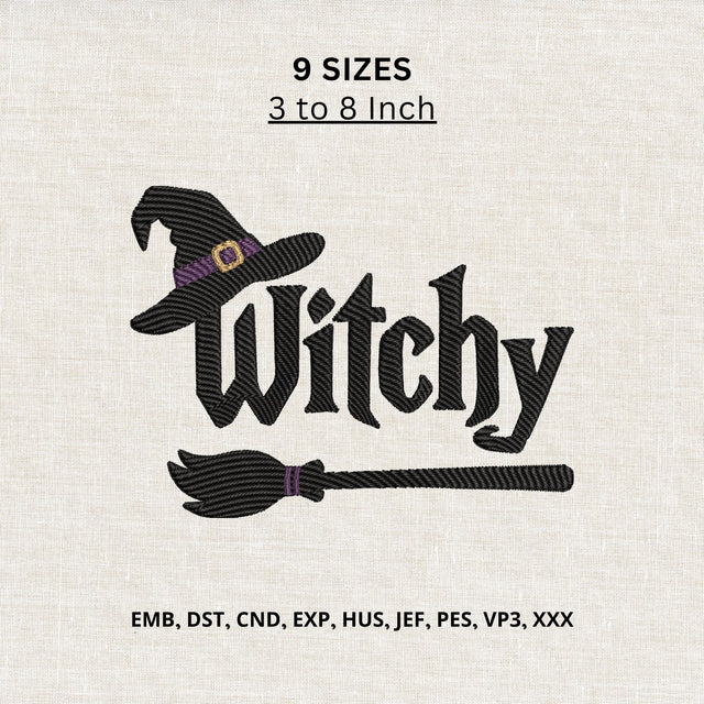 Witchy Halloween Machine Embroidery Design – Witch Hat & Broom Embroidery File Embroidery/Applique DESIGNS PatternFeed8 