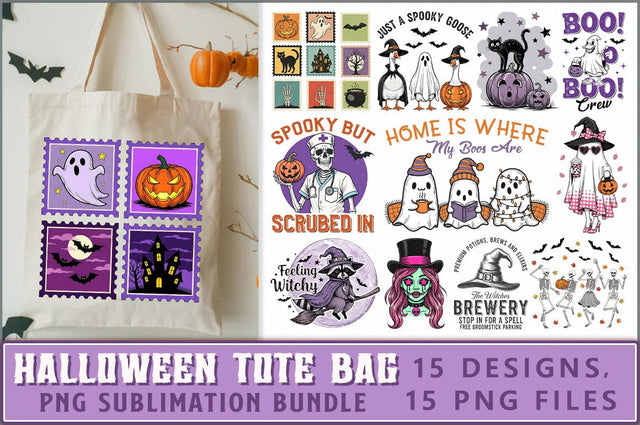Witchy Halloween Tote Bag PNG Bundle Sublimation Shetara Begum 