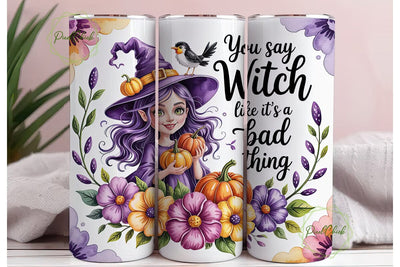 Witchy Halloween Tumbler Wrap Sublimation PixelChick 
