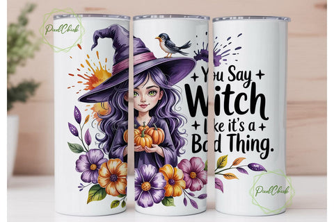 Witchy Halloween Tumbler Wrap Sublimation PixelChick 