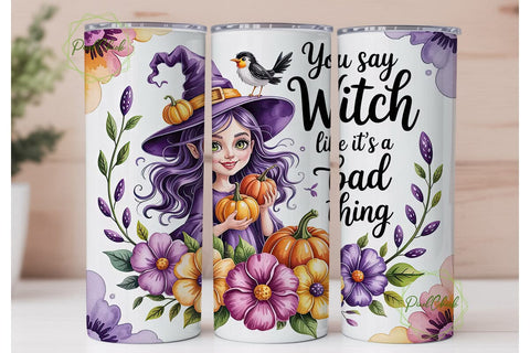 Witchy Halloween Tumbler Wrap Sublimation PixelChick 