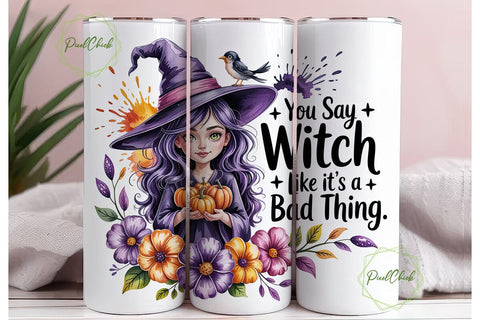 Witchy Halloween Tumbler Wrap Sublimation PixelChick 