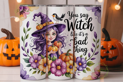 Witchy Halloween Tumbler Wrap Sublimation PixelChick 