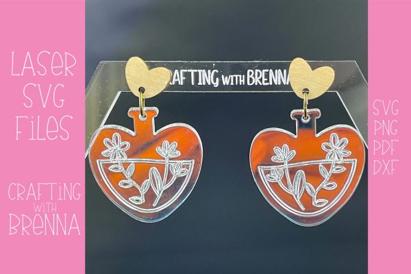 Witchy Heart Potion Earring Laser SVG File SVG Crafting With Brenna 