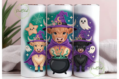 Witchy Highland Cow 20oz Tumbler Wrap Sublimation PixelChick 