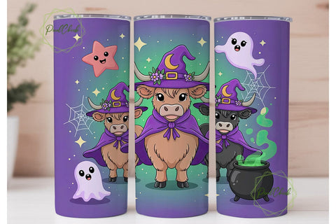 Witchy Highland Cow 20oz Tumbler Wrap Sublimation PixelChick 