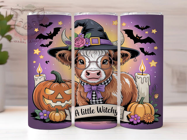 Witchy Highland Cow Halloween Tumbler, Halloween Cow Tumbler Wrap, 20oz Skinny Tumbler, Spooky Cow Tumbler, Witchy Sublimation Design, Tumbler Design Download, Farmhouse Halloween Tumbler Sublimation Lara' s Designs 