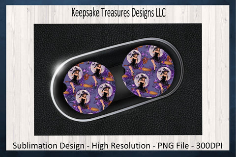 Witchy Moon Time, Halloween 20oz Straight Tumbler Wrap, Car Coaster Set, Sublimation PNG, Digital Download Sublimation Keepsake Treasures Designs LLC. 