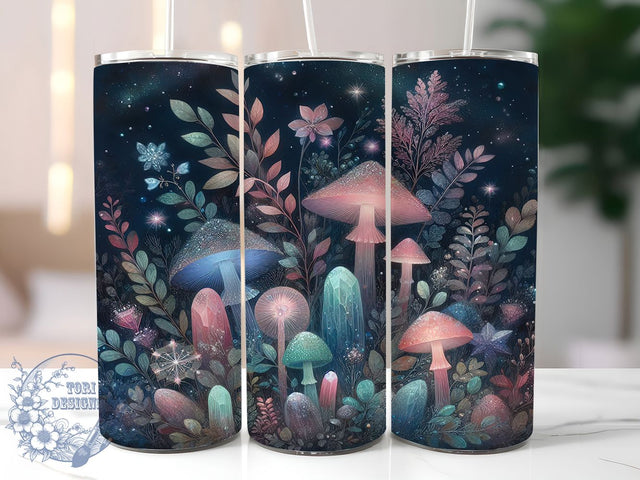Witchy Mushroom Crystal Tumbler Wrap, Mushroom and Crystals Design, 20oz Skinny Tumbler, Magical Tumbler Wrap, Crystal Witchcraft PNG, Mystical Mushroom Wrap, Occult Tumbler Sublimation Sublimation ToriDesigns 