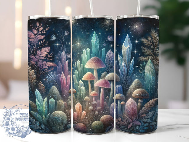 Witchy Mushroom Crystal Tumbler Wrap, Mushroom and Crystals Design, 20oz Skinny Tumbler, Magical Tumbler Wrap, Crystal Witchcraft PNG, Mystical Mushroom Wrap, Occult Tumbler Sublimation Sublimation ToriDesigns 