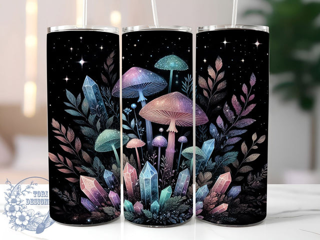 Witchy Mushroom Crystal Tumbler Wrap, Mushroom and Crystals Design, 20oz Skinny Tumbler, Magical Tumbler Wrap, Crystal Witchcraft PNG, Mystical Mushroom Wrap, Occult Tumbler Sublimation Sublimation ToriDesigns 