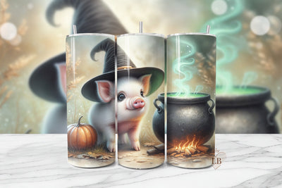 Witchy Pig Halloween Tumbler Wrap Sublimation BijouBay 