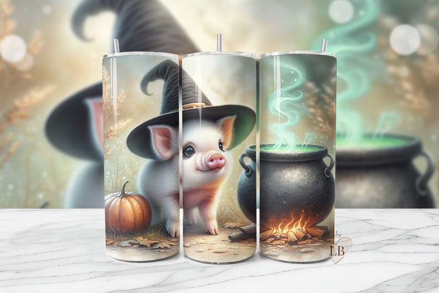 Witchy Pig Halloween Tumbler Wrap Sublimation BijouBay 