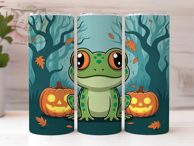 Witchy Pumpkin Frog Halloween Tumbler, Halloween Frog Wrap, Haunted Forest Tumbler, Pumpkin And Frog Sublimation, Cute Spooky Tumbler Design, Witchy Frog Drinkware, Autumn Halloween Wrap Sublimation Lara' s Designs 