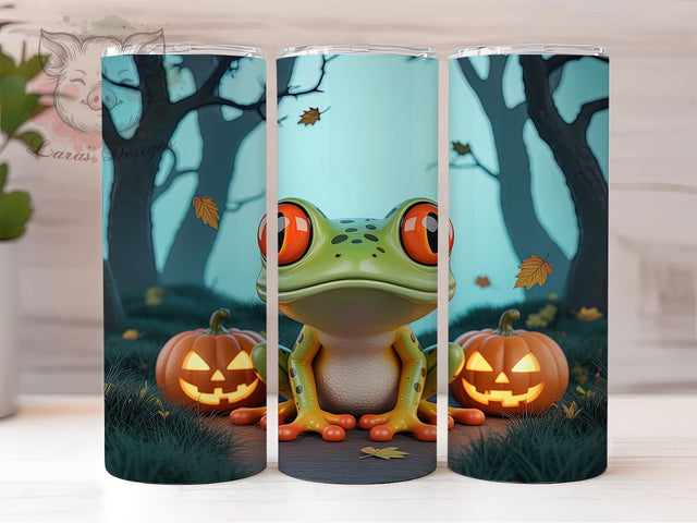 Witchy Pumpkin Frog Halloween Tumbler, Halloween Frog Wrap, Haunted Forest Tumbler, Pumpkin And Frog Sublimation, Cute Spooky Tumbler Design, Witchy Frog Drinkware, Autumn Halloween Wrap Sublimation Lara' s Designs 