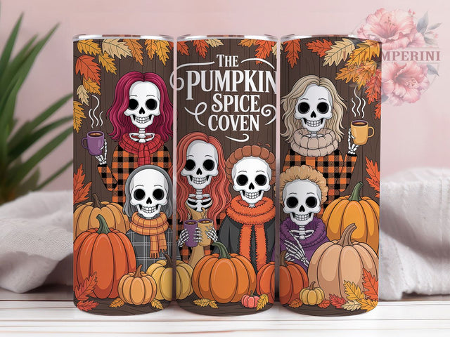 Witchy Pumpkin Spice Coven Tumbler, Coven Mom, 20Oz Tumbler, Sublimation Design, Rustic Skeleton, Fall Coffee, Witchy Vibes Sublimation Li Zamperini 