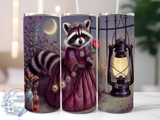 Witchy Raccoon Celestial Moon Tumbler, Gothic Animal Wrap, Celestial Tumbler Design, Full Moon Cup, 20oz Sublimation, Raccoon Lover Gift, Witch Tumbler Wrap Sublimation ToriDesigns 
