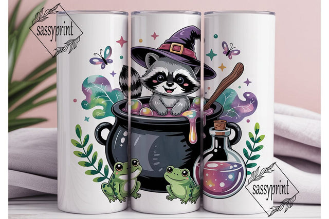 Witchy Raccoon Tumbler Wrap PNG Sublimation sassyprint 