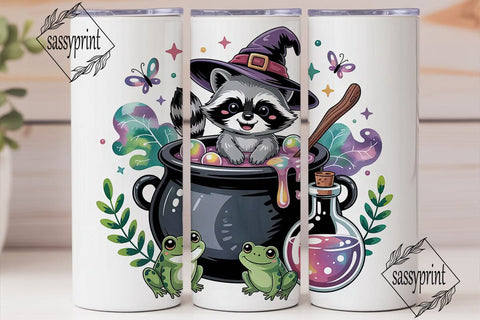 Witchy Raccoon Tumbler Wrap PNG Sublimation sassyprint 
