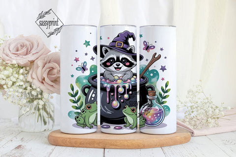 Witchy Raccoon Tumbler Wrap PNG Sublimation sassyprint 
