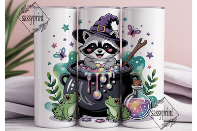 Witchy Raccoon Tumbler Wrap PNG Sublimation sassyprint 