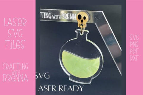 Witchy Round Potion Earring Laser SVG File SVG Crafting With Brenna 