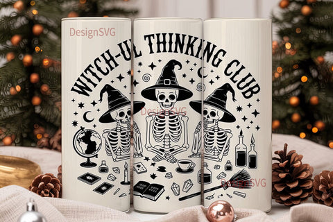 Witchy Skeleton Tumbler Wrap Sublimation DesignSVG 