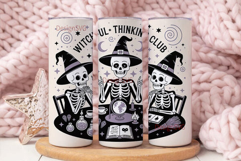 Witchy Skeleton Tumbler Wrap Sublimation DesignSVG 