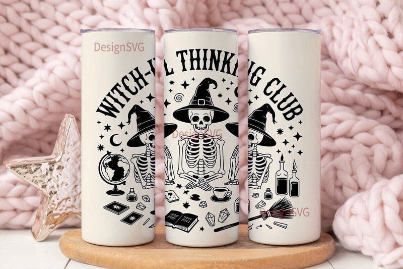 Witchy Skeleton Tumbler Wrap Sublimation DesignSVG 