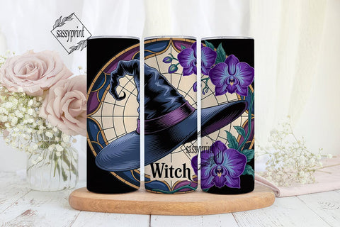 Witchy Stained Glass 20oz Tumbler Wrap Sublimation sassyprint 