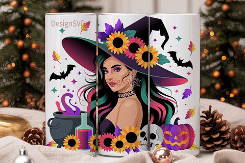 Witchy Sunflower Halloween 20oz Tumbler Sublimation DesignSVG 