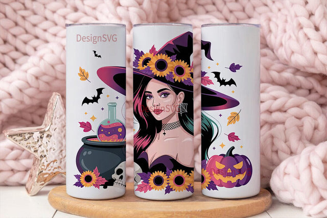 Witchy Sunflower Halloween 20oz Tumbler Sublimation DesignSVG 