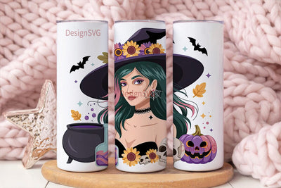 Witchy Sunflower Halloween 20oz Tumbler Sublimation DesignSVG 