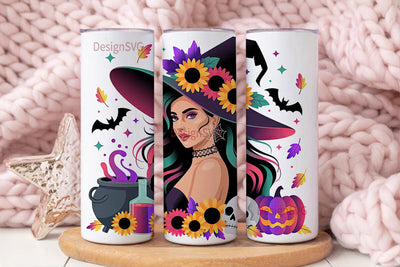 Witchy Sunflower Halloween 20oz Tumbler Sublimation DesignSVG 