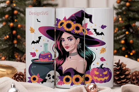 Witchy Sunflower Halloween 20oz Tumbler Sublimation DesignSVG 