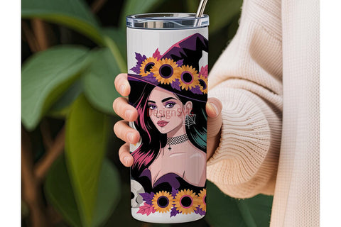 Witchy Sunflower Halloween 20oz Tumbler Sublimation DesignSVG 