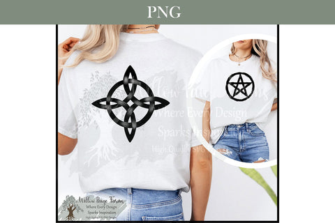 Witchy Symbols PNG Bundle 14 Mystic Designs Hand-drawn Wiccan Design | Crescent Moon Celtic | Lilith Symbol | Pentagram | Triquetra | Moon Sublimation Willow Paige Farms 