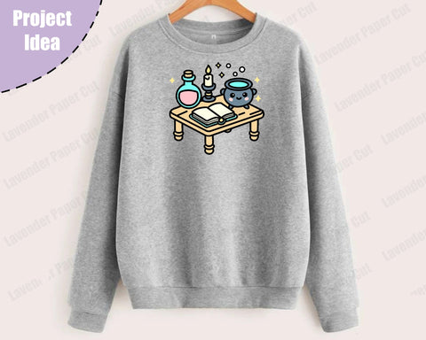 Witchy Table Layered SVG, Cauldron and Spell book SVG, Potions, Halloween SVG, Kawaii Spooky Season, Cut file for Cricut and Silhouette SVG Lavender Paper Cut 