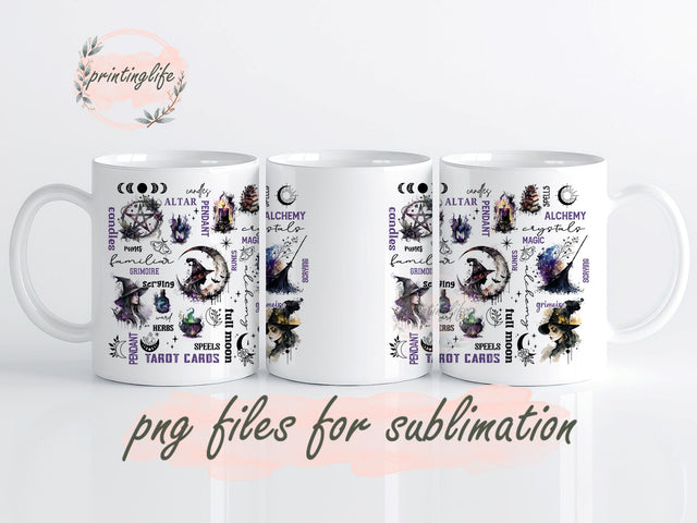 Witchy Vibes Digital Design Download Mug Wrap Design, Mug Design PNG Sublimation PrintingLife 